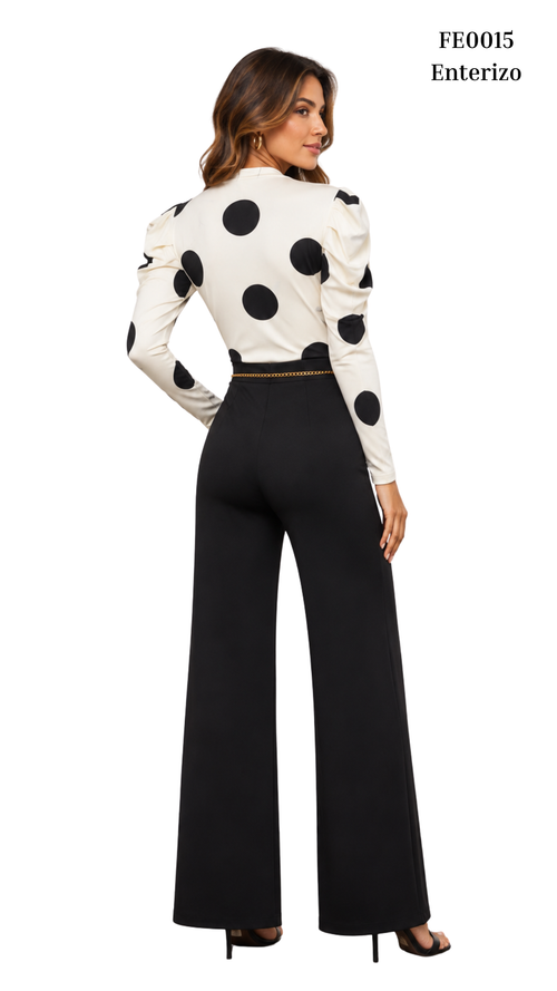 Enterizo Manga Larga Cuello V Pantalon