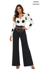 Enterizo Manga Larga Cuello V Pantalon