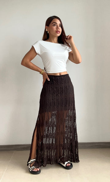 Falda Larga Resorte Atras