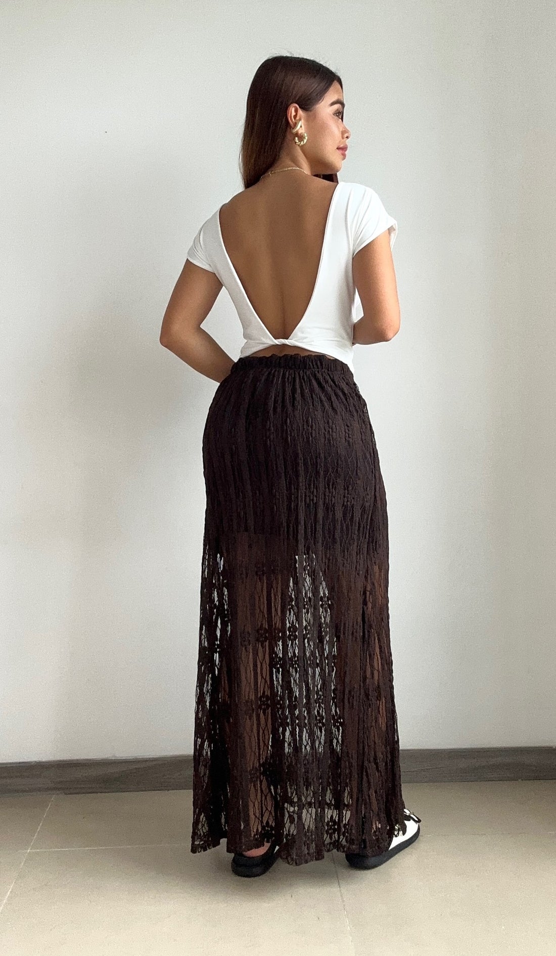 Falda Larga Resorte Atras