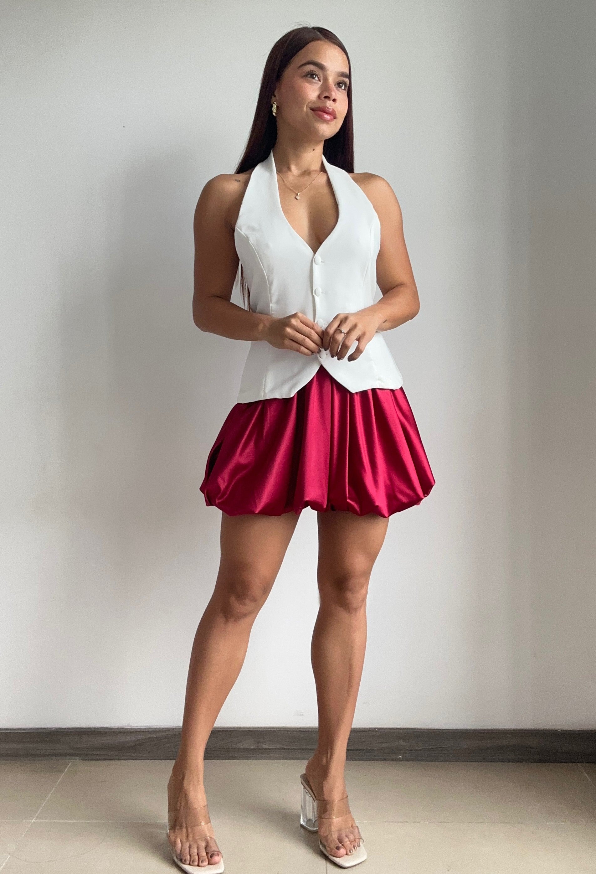 Falda Corta Elastico Estilo Globo