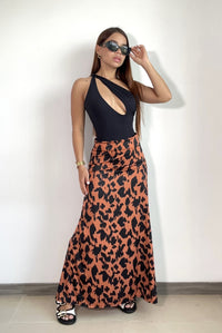 Falda Con Abertura A Un Lado Estampada