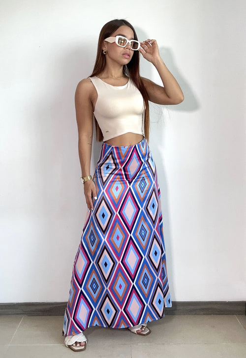 Falda Abertura A Un Lado Estampada