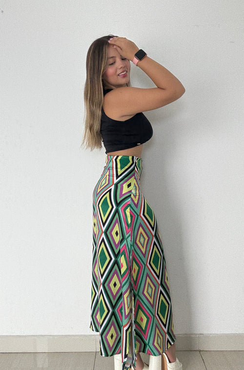 Falda Abertura A Un Lado Estampada