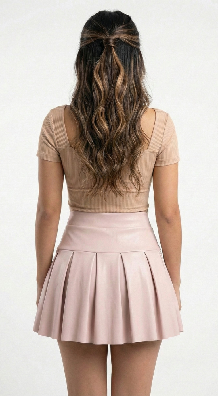 Falda Corta Con Pliegues