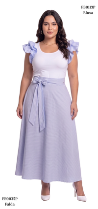 Falda Larga Rayas Azul