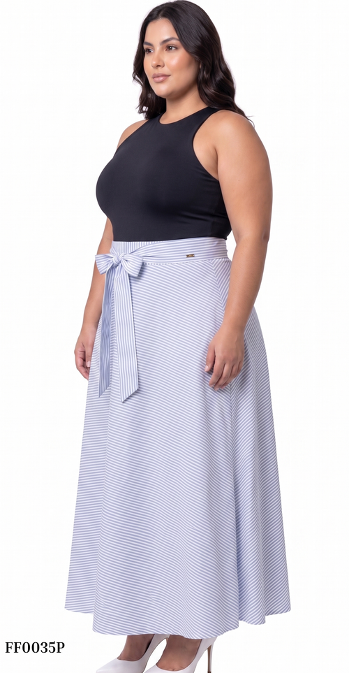 Falda Larga Rayas Azul