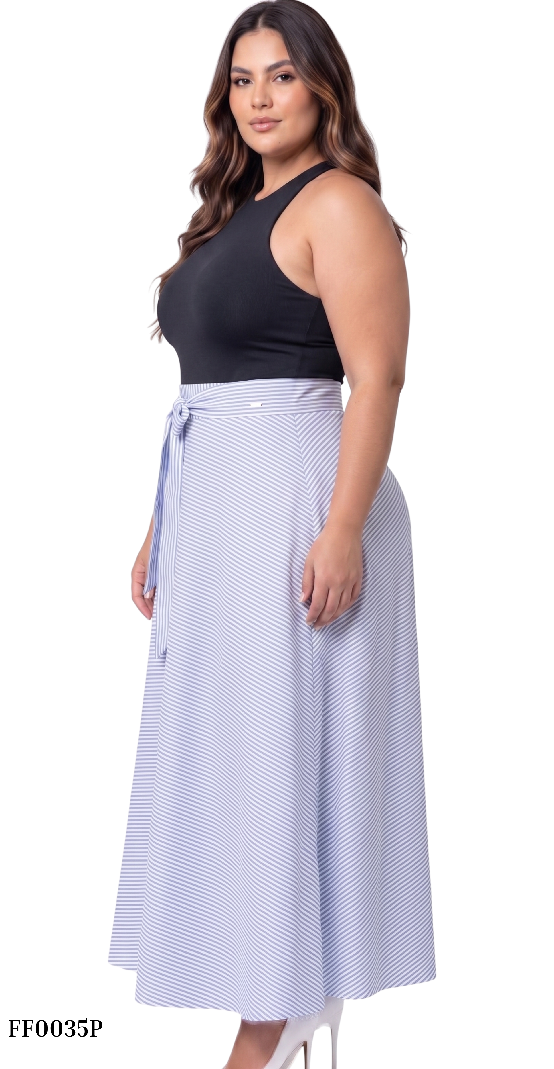 Falda Larga Rayas Azul