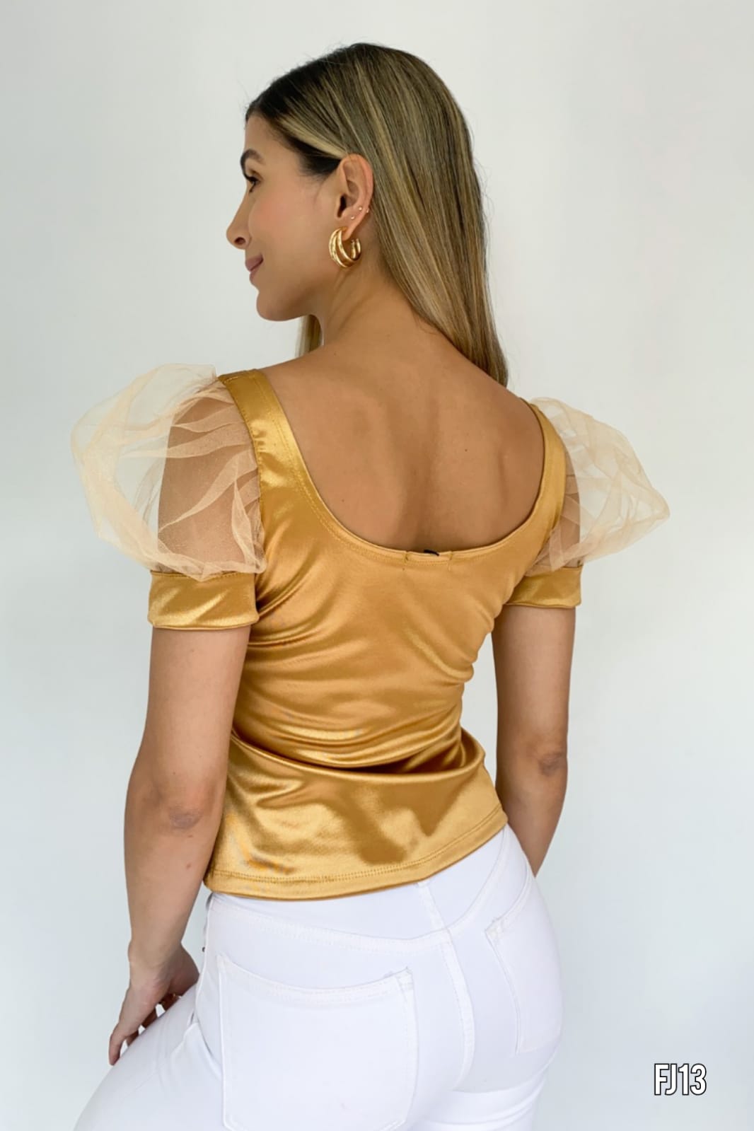 Blusa manga corta tull bombacha