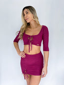 Conjunto Blusa Manga Larga + Falda