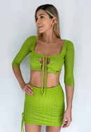 Conjunto Blusa Manga Larga + Falda