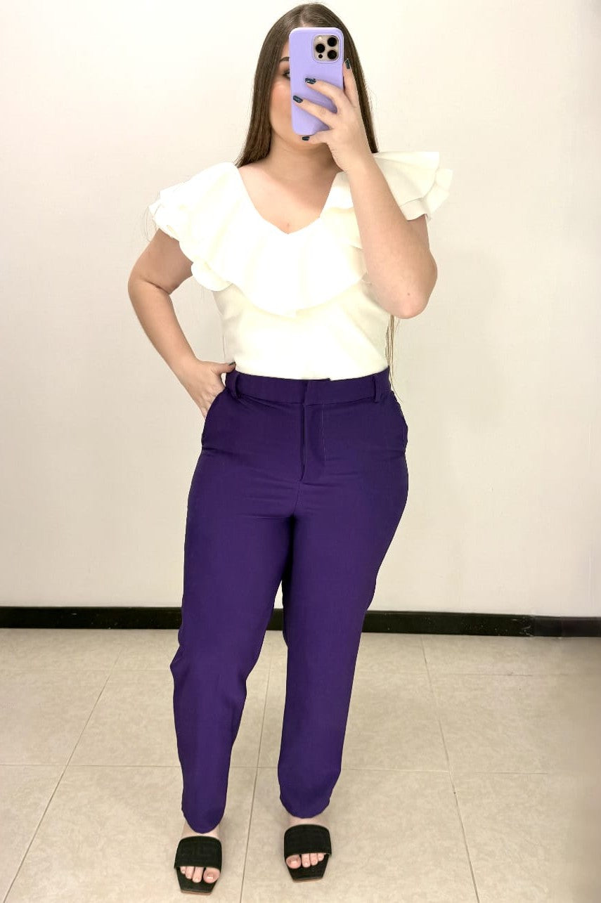 Pantalon 3/4 Bolsillos Pinzas Traseras