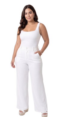 Pantalon De Tela Ancho Plus