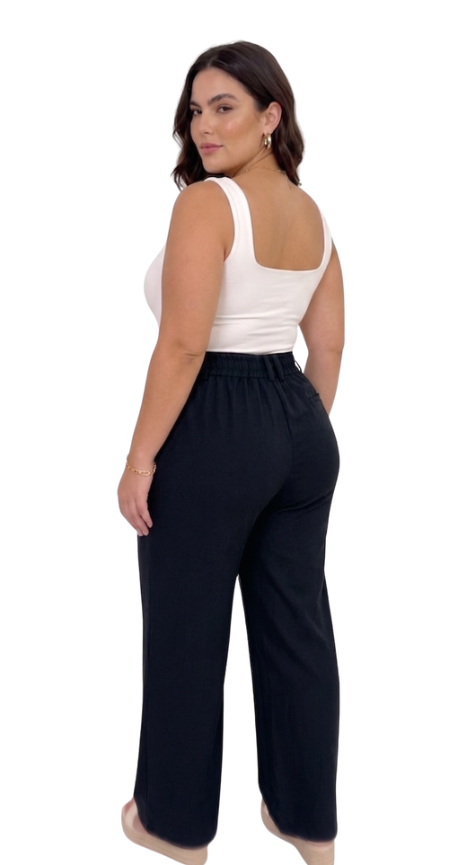 Pantalon De Tela Ancho Plus