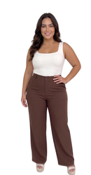 Pantalon De Tela Ancho Plus