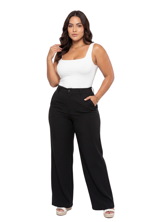 Pantalon De Tela Ancho Plus