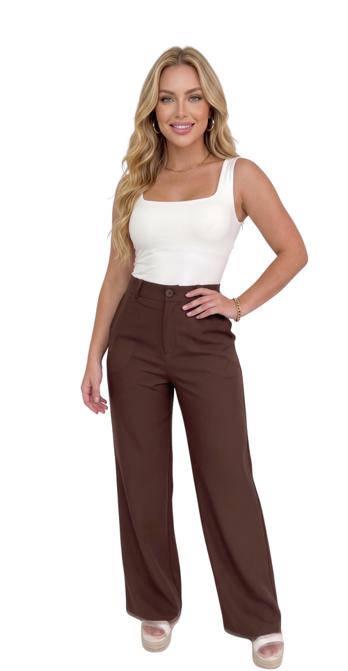 Pantalon De Tela Ancho