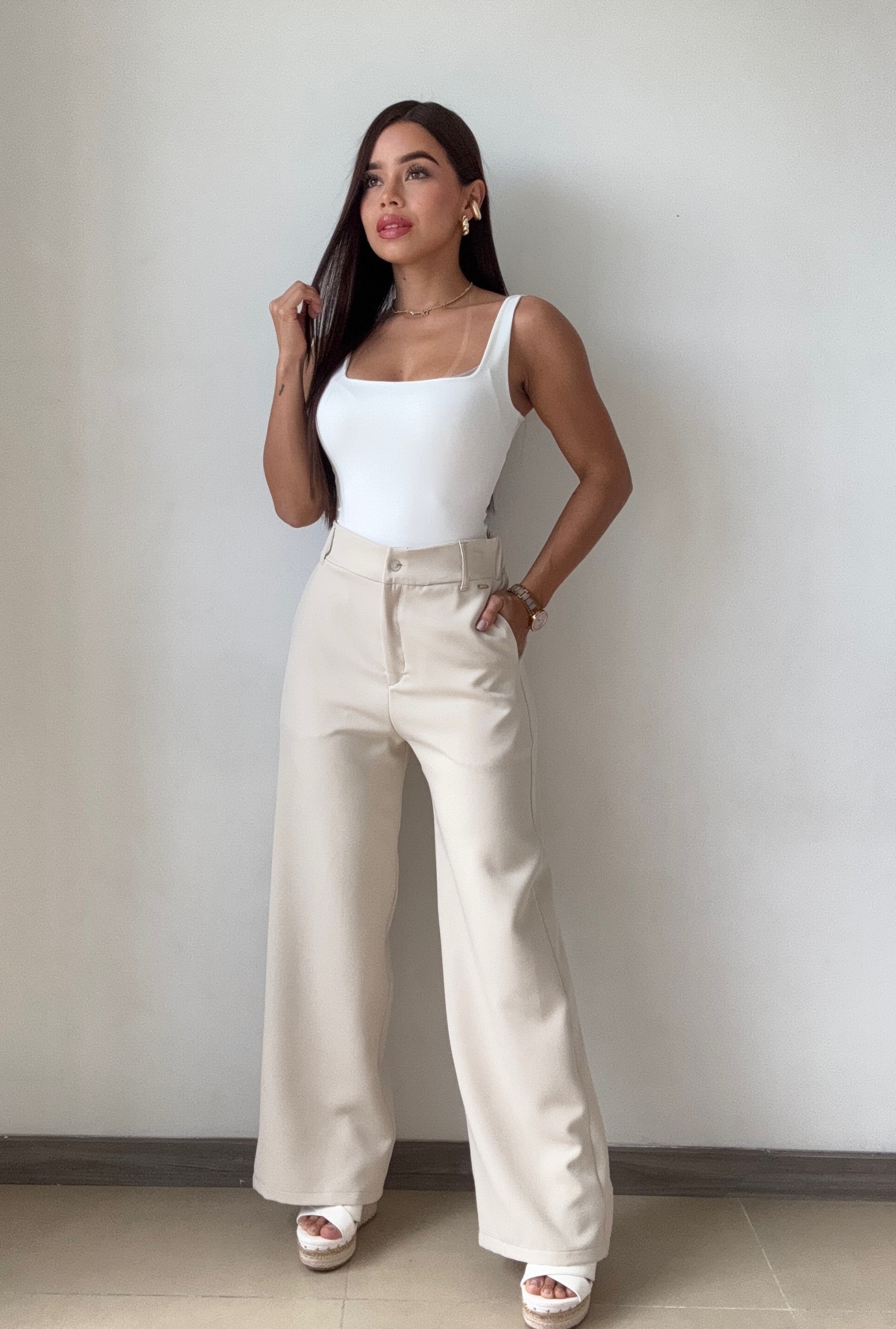 Pantalon De Tela Ancho