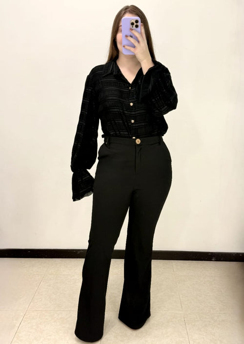 Pantalon Bota Ancha Con Bolsillos Plus