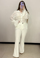 Pantalon Bota Ancha Con Bolsillos Plus