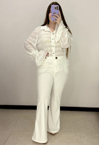 Pantalon Bota Ancha Con Bolsillos Plus