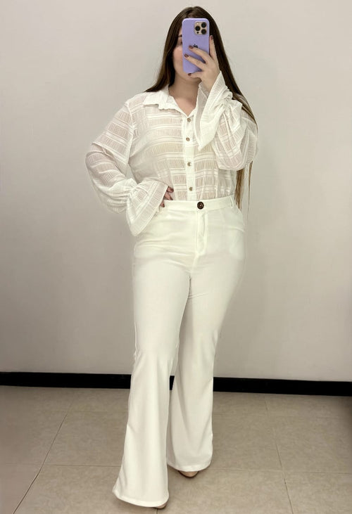 Pantalon Bota Ancha Con Bolsillos Plus