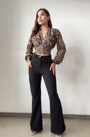 Pantalon Bota Ancha Con Bolsillos