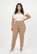 Pantalon Tiro Alto Con Pinzas Plus