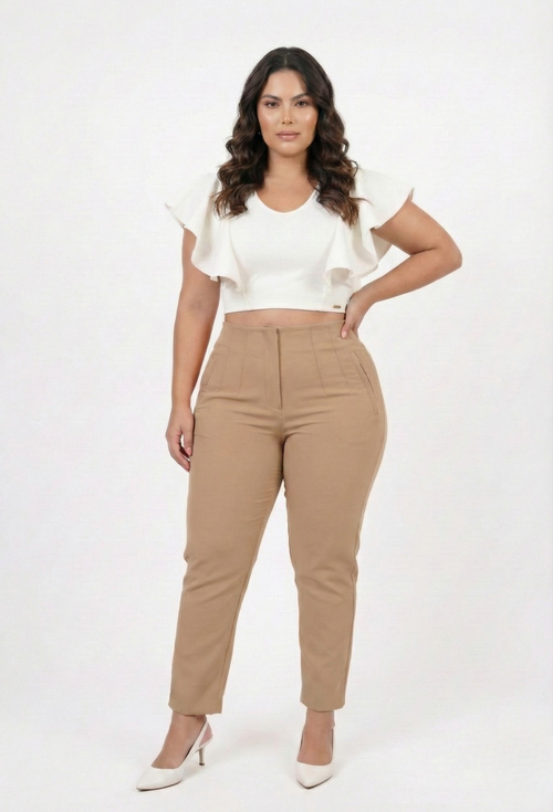 Pantalon Tiro Alto Con Pinzas Plus