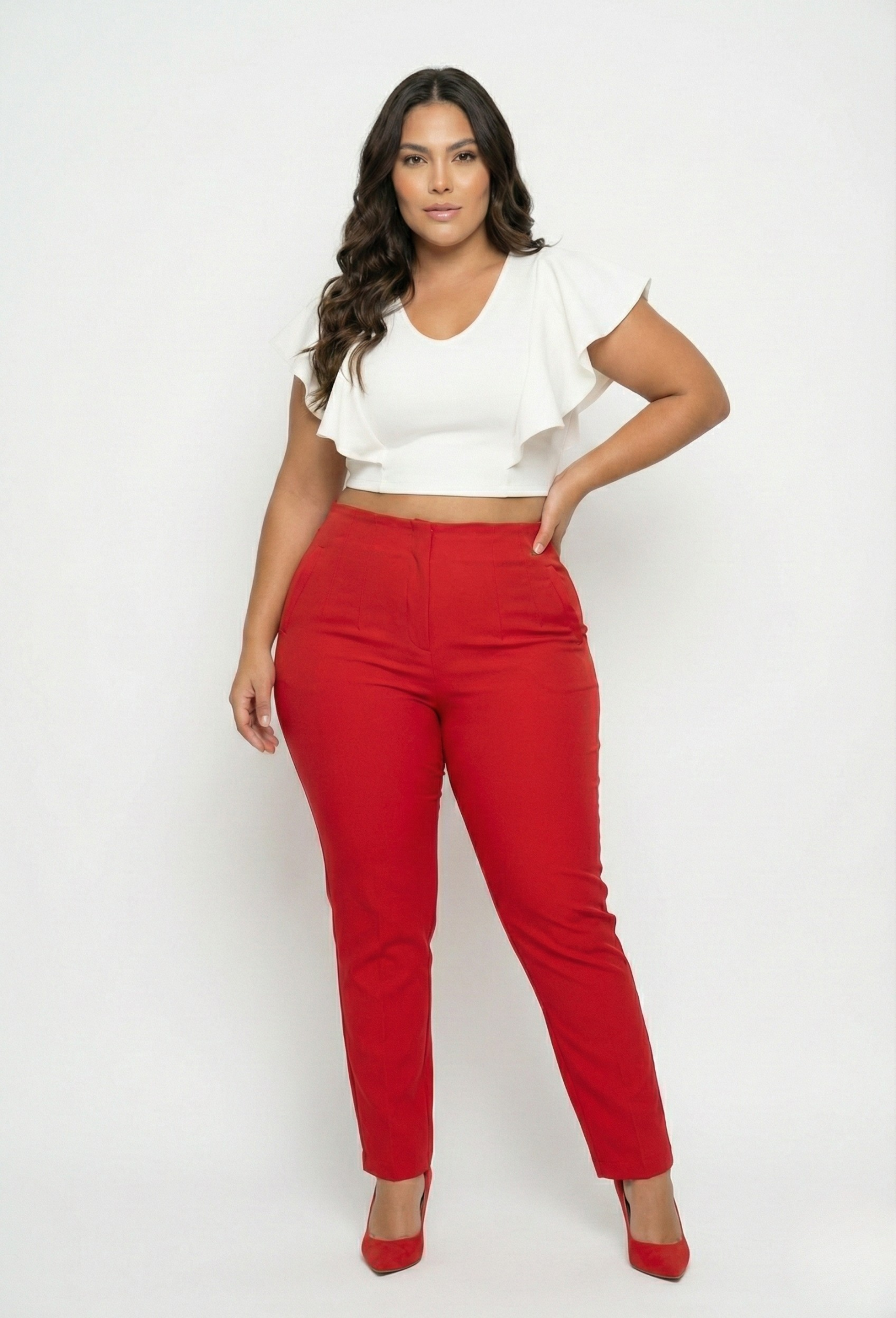 Pantalon Tiro Alto Con Pinzas Plus