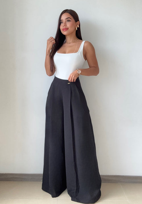 Pantalon Prense Bota Ancha Con Bolsillo