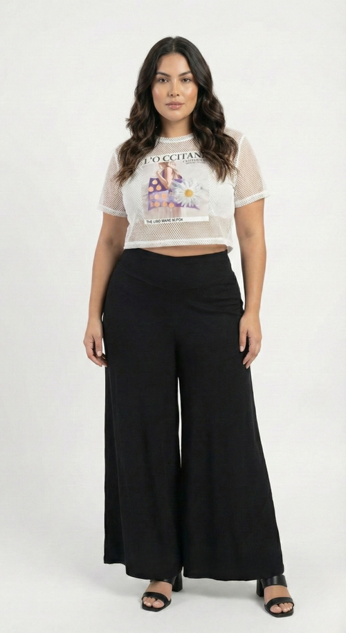 Pantalon Prense Bota Ancha Con Bolsillo