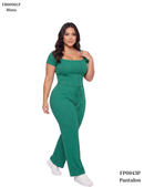 Pantalon En Rib Resorte Cintura Bolsillo