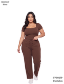 Pantalon En Rib Resorte Cintura Bolsillo
