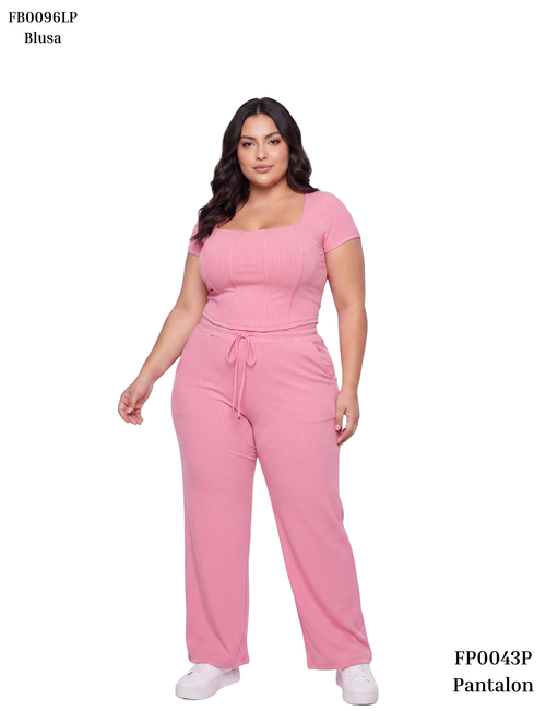 Pantalon En Rib Resorte Cintura Bolsillo