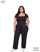 Pantalon En Rib Resorte Cintura Bolsillo