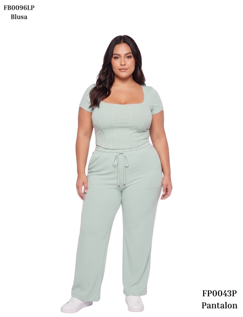 Pantalon En Rib Resorte Cintura Bolsillo