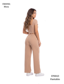 Pantalon En Rib Resorte Cintura Bolsillo
