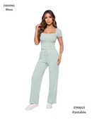 Pantalon En Rib Resorte Cintura Bolsillo
