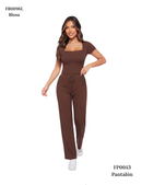 Pantalon En Rib Resorte Cintura Bolsillo