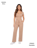 Pantalon En Rib Resorte Cintura Bolsillo