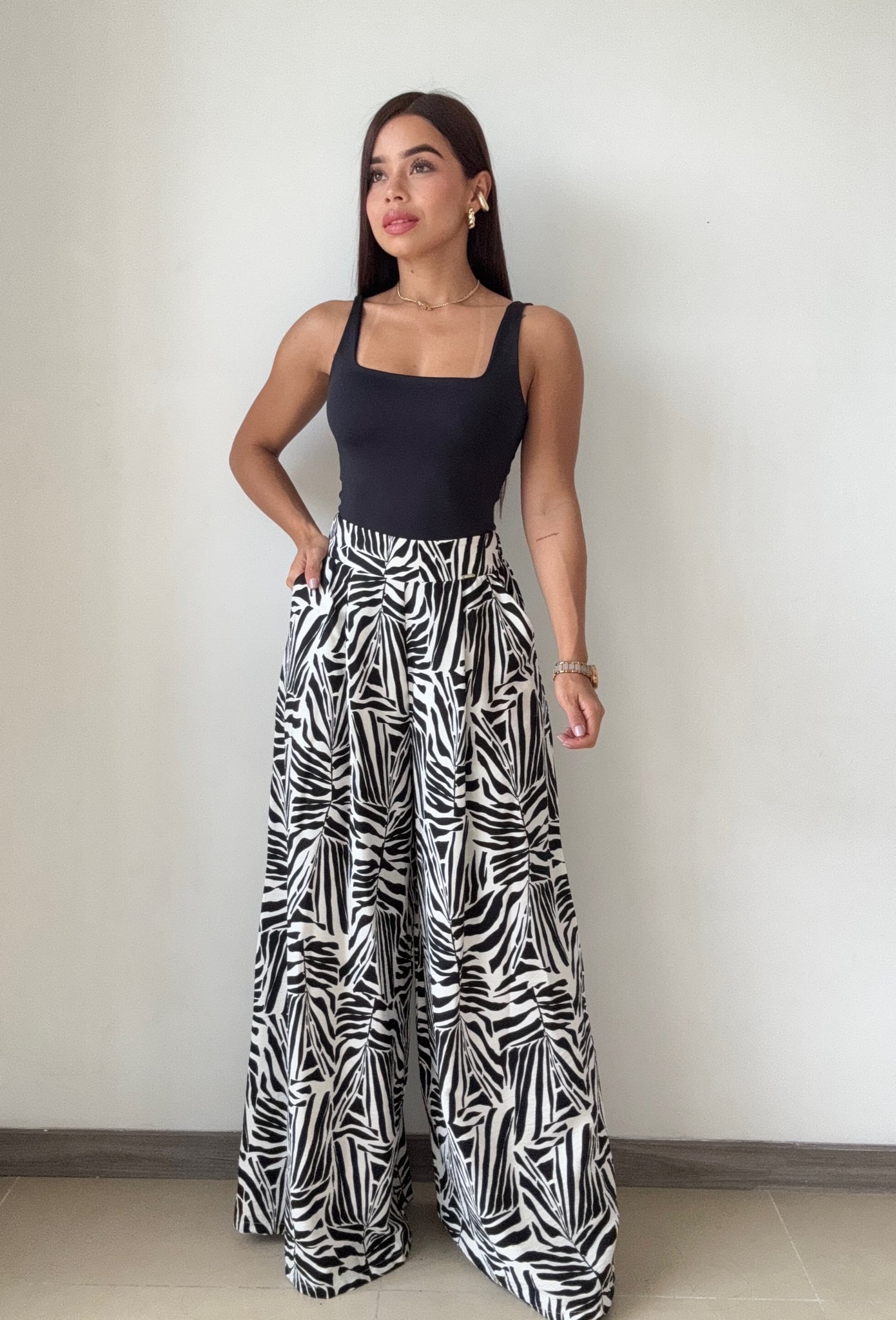 Pantalon Estampado Con Prenses