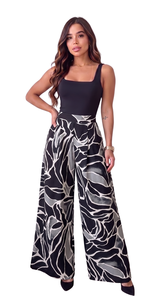 Pantalon Estampado Con Prenses