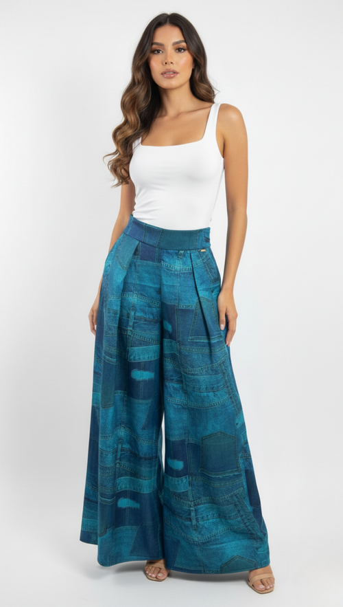 Pantalon Palazzo Imitacion Jean