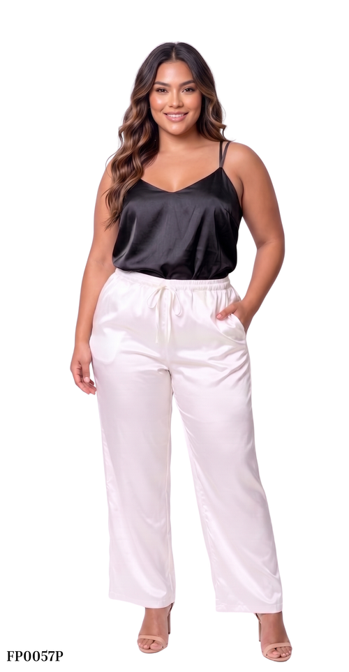 Pantalon Pretina Resorte Tiras Recto