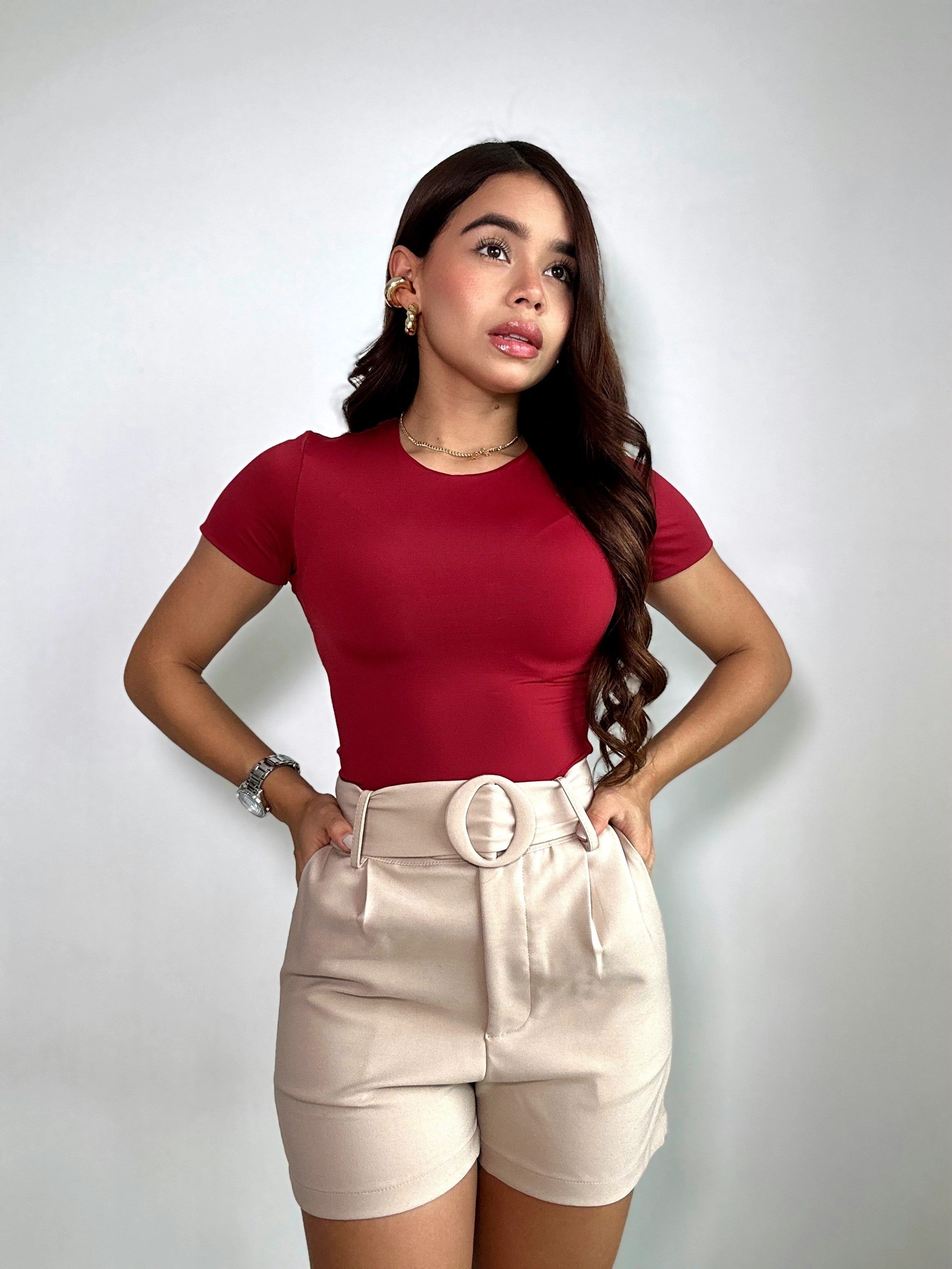 Short Correa Hebilla Redonda