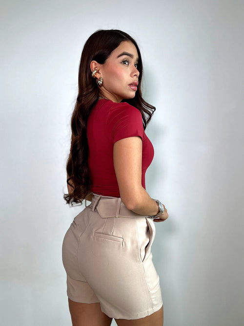 Short Correa Hebilla Redonda