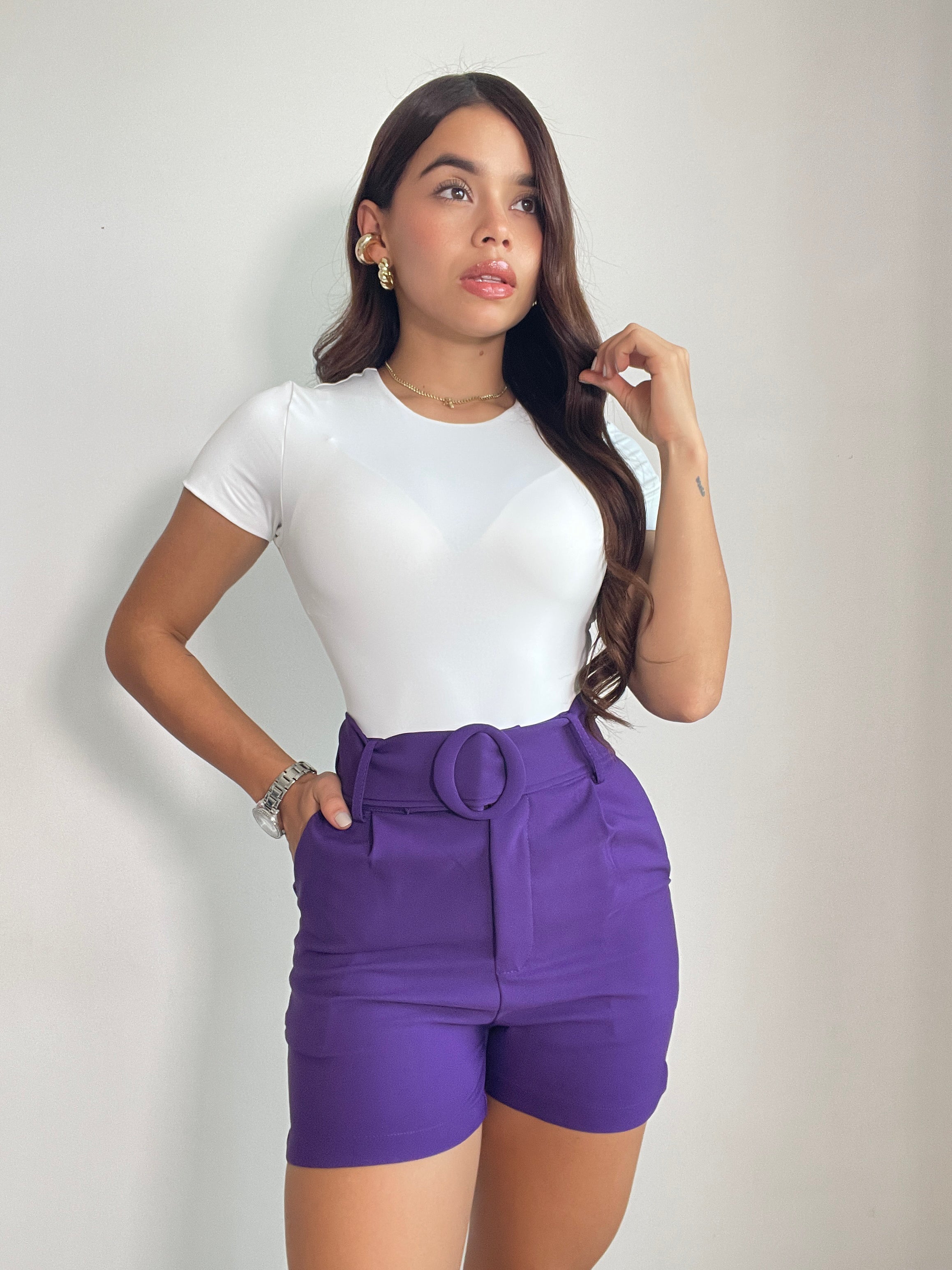 Short Correa Hebilla Redonda