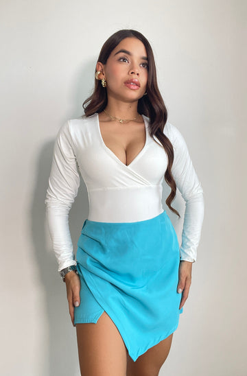 Falda Short En Punta Drapeado Lateral