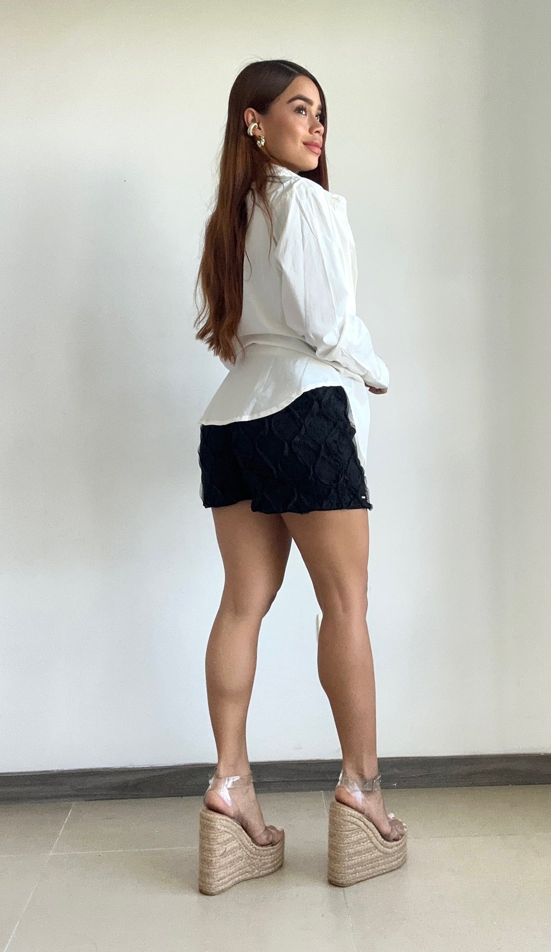 Short En Blonda Enresortado Con Forro